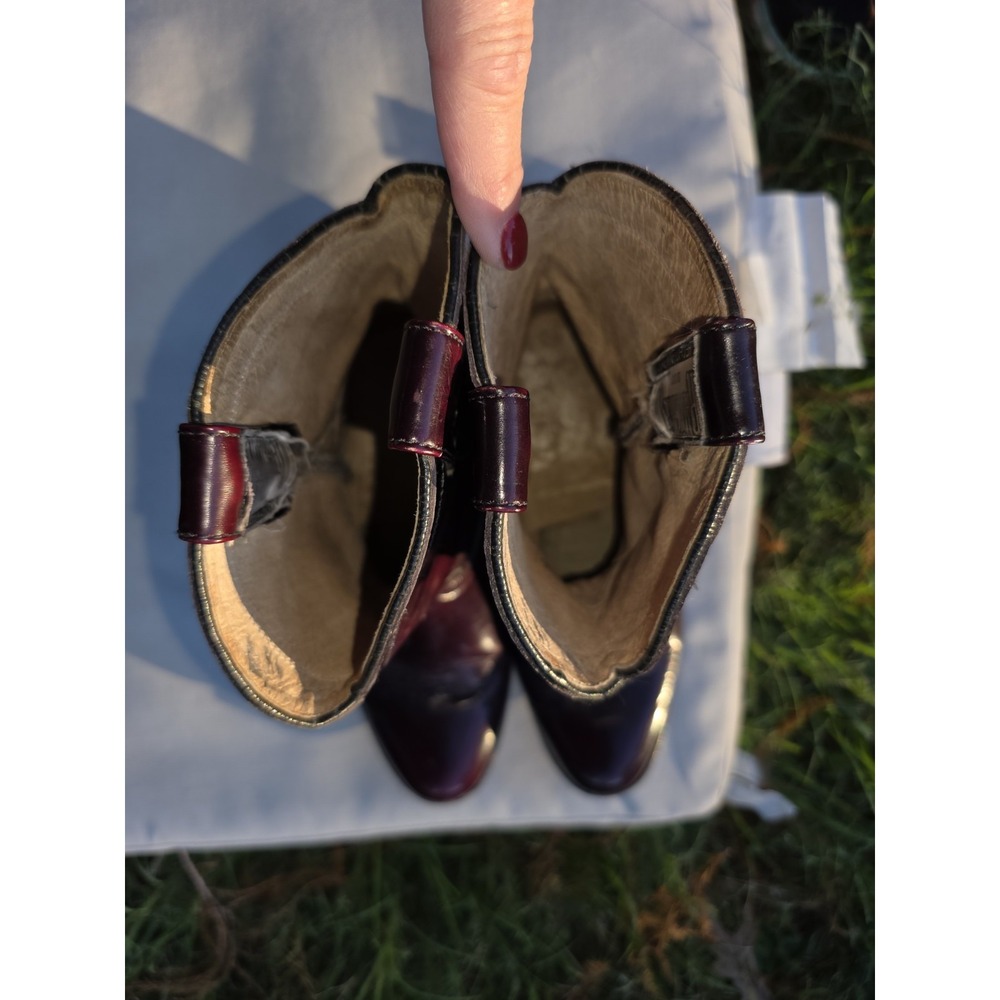 Ranchero Mens Burgundy Cherry Leather Western Cowboy Boots Made in Mexico 8.5 - Picture 7 of 10